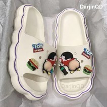 DarjinQD 짱구는 못말려 슬리퍼 러블리 여름 아웃도어 통굽 미끄럼방지 캐릭터 슬리퍼 여성용