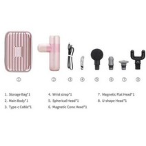 소형 미니 안마의자 KiCA 전기 마사지 건 타악기 근육 통증 완화 릴랙싱 자석 헤드가있는 조용한 핸드 헬드 바디, Type-C, K2 pink, K2 pink_Type-C