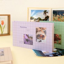 접착식 가로형 앨범 4X6 폴라로이드 즉석 사진 정리, 그레이쉬그린