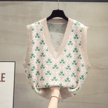 럭셔리 니트조끼 여성골프 베스트 라운딩룩 여성겨울골프복장 스트라이프 프리미엄 포인트
