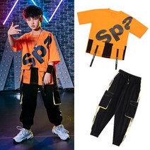 공연복 비보이 남여아동 힙합 개성 멋진 패션쇼 HIPHOP 댄스 유행복 여름 2699211200, 120, 845 귤 색티셔츠 _2301 블랙