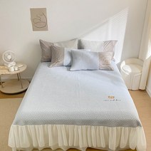 침대스커트 마력이 차다 로퍼 쿨링시트 곰돌이 세탁기 가능 에어컨 석빙 침대시트 타입 냉감 상등석 쓰리 2314768460, 블루 (침대이다 스타일 )적합 1.5