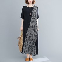 juer 빅사이즈 빅플라워나염패턴 롱원피스 홈웨어