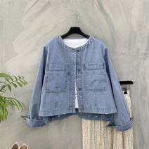 [행복여] 머치 포켓 라운드 노카라 청자켓