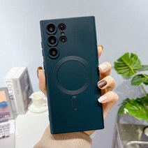 럭셔리 맥세이프 마그네틱 무선 충전 매트 케이스 삼성 갤럭시 S23 S22 S21 울트라 플러스 실리콘 충격 방지 커버