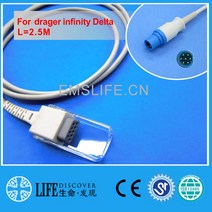 산소 포화도 농도 휴대용 가정용 측정기 Drager infinity Delta Spo2 산소 센서 용 어댑터 연장 케이블 길, 한개옵션0