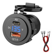 자동차 USB 충전기 PD 빠른 충전 3.0 소켓 어댑터 12 24V 오토바이에 대 한 LED 전압계 케이블 듀얼, 05 with cable