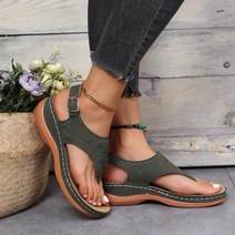 발가락 분리 신발 패드 여름 옥스포드 여성 샌들 플랫 슬리퍼 Pu 가죽 플립 플롭 벨트 버클 로마 패션 2023, green+42