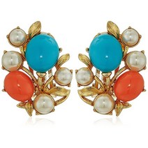 정품 터키석목걸이 Ben-Amun Jewelry 산토리니 터키석 코랄 스톤 금 도금 베이스 진주 스트랜드 골드 펜던트 목걸이 10607