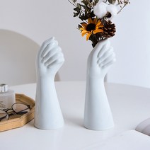빈티지 핸드 화병 손모양 세라믹 꽃병 도자기 오브제, 화이트