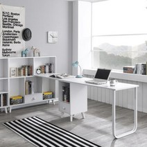 와이드 책장 이인용 선반 형 책상 2400 서재가구, 아카시아