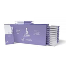 Sophie la Girafe Babycare 99% 워터 클렌징 & 모이스처라이징 아기 물티슈 100% 식물 기반 48개 20개 무향