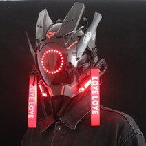 스타워즈 헬멧 할로윈 가면 사이버펑크 마스크 LED, 화이트(중앙램프) 측면 램프(색상선택)