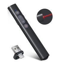 파워포인트 프리젠테이션 포인터용 USB-A/USB-C 프리젠테이션 클리커 무선 프레젠터 리모컨 구글 슬라이드 어드밴서 프로젝터 스마트 보드 슬라이드 쇼 PPT 클리커 맥/노트, Red Light