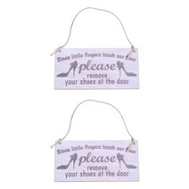 작은 손가락이 우리의 바닥을 만지기 때문에 2X 문 패에서 신발을 제거하십시오 Wooden Sign Hanging Gift, 01 다크 그레이