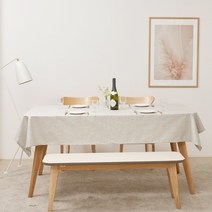 별빛감성 린넨 코팅 및 방수 테이블보 식탁보, 연그레이, 8인 (130x240cm)