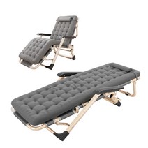 ComfyZone 2in1 접이식 야전침대 휴대용 3단 침대 캠핑의자 + 배게 + 쿠션, 회색