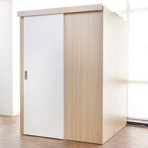아이디어스터디 1인실 독서실책상 스터디룸 슬라이딩도어 왼쪽문 슐레이먼오크, 책상단품, 뉴 와이드 자연광 POWER LED 그린+천장LED등, 바른자세 스마트패널+독서용 책거치대