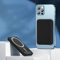 휴대용 파워뱅크 캠핑용 대용량 10000mAh MacSafe 보조베터리 마그네틱 무선 원래 Externa 보조 아이폰 호환 13 12 프로 미니, [02] black