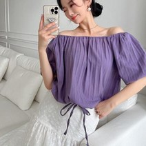 브이와이 여자 스트랩 페스티벌 볼드숄더 블라우스