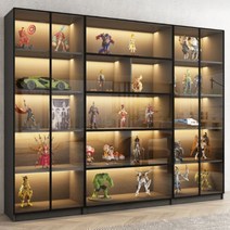 건프라장식장 유리 프라모델 피규어장 투명 수납장, 회색캐비닛4층플립도어160x37cm