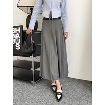 핀턱스커트 롱 블랙 햅번 항아리 스커트 풀 바스락 플레어