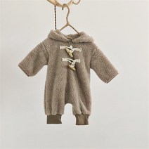 MJLJY Dibeberabbit-두껍고 따뜻한 플리스 방한복 여아용 남아용 겨울 신생아 의류 후드 롬퍼 0-2 세