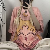 여성 티셔츠 봄 가을 Sailor moon camisetas verano mujer t