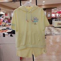 JCB NC05 주니어 여아 후드 반팔 맨투맨+3부 반바지 상하세트 JBS8R347 GSY