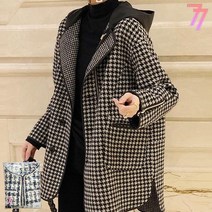 77우먼스 여성 투스체크자켓 봄 가을 겨울 간절기용 사계절 루즈핏 오버핏 롱 체크 문양 편안한 데이트룩 데일리룩 이월 이월상품 투스 체크 자켓 [리현커머스]