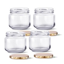 미르코리아 유리 잼병 500 낮은형 골드캡, 375ml, 4개입