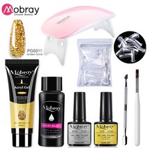 Mobray 폴리 네일 젤 세트 6W LED 램프 전체 매니큐어 세트 빠른 확장 네일 키트 젤 빌더 Polygels 손톱용 세트 네일 도구 키트, MH01-PGS011