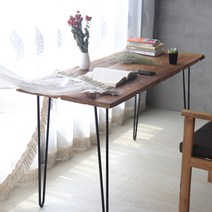 티크 고재 테이블 우드슬랩 원목 빈티지 카페 식탁, 140X50 높이 75 블랙 테이블 다리