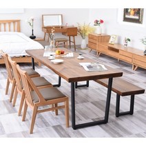 뉴송 우드슬랩 원목 6인용 식탁세트 대형 2000사이즈, 1200 우드슬랩 테이블(단품)