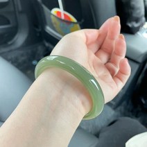 빈티지 호탄 옥 그린 팔찌 천연 투명 물 소재 라운드 바 절묘한 어머니 선물 아프간, [05] 58MM