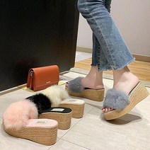 슈벨 슈벨 겨울 여성 통굽 사무실 키높이 털슬리퍼 털신 누텔라 (3502764)