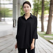 모슬린 엄마옷 반오픈 가오리블라우스 EBL208069 마담 미시옷 중년여성의류 빅사이즈 50대 60대여성옷