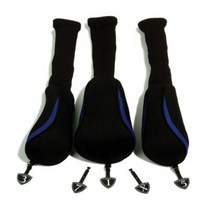 3 Pack of Neo-Fit Neoprene / Mesh Driver Golf Club 460cc Headcovers (Black/Blue) null, One Size, Black/Blue