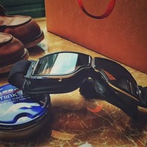 할리 레트로 소두핏 스포츠 바이크 오토바이 고글, 브라운가죽투명