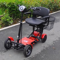 2022 최신4바퀴 전기 스쿠터 8 인치 500W 36V 18 KM/H 휴대용 미니 노인 전자 더블 브레이크, 07 Red 10.4AH Basket