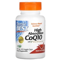 닥터스 베스트 BioPerine 바이오페린 함유 고흡수 CoQ10 100mg 베지 영양제 캡슐 60정, 60개, 100 mg