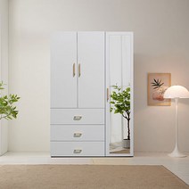 누벨1200 3단서랍 거울옷장셋트 1200장롱 1200드레스룸, 그레이