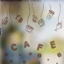 아트박스/낭만창고 dgcn084-스위트카페-무점착 반투명 창문 시트지