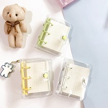 3홀 미니 투명 포카 바인더 다이어리 포토카드 앨범, 로즈골드