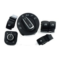 골프카운터 골프악세서리윈도우 미러 헤드 라이트 도어 컨트롤 스위치 VW Passat B6 Golf MK5 6 R32 GTI M, 01 Set