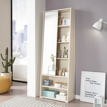 [데코라인] 루틴 전신거울 화장대 수납장, 색상:아이보리