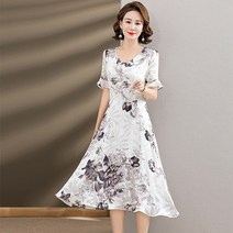 41. 화려한 플라워화이트 쉬폰원피스