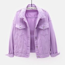 여성 데님 재킷 봄 가을 짧은 코트 핑크 진 재킷 캐주얼 탑 퍼플 옐로우 화이트 루즈 탑 레이디 아우터 kw02