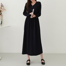 시크루즈 코텐 V넥 버튼 스트링 원피스_BDOE803