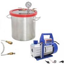 펌프가 있는 16 갤런 진공 챔버 253 CFM 1 단계 진공 펌프 110V220V 수지 스테인레스 스틸 진공 챔버 용, 220V-240V 50HZ+AU